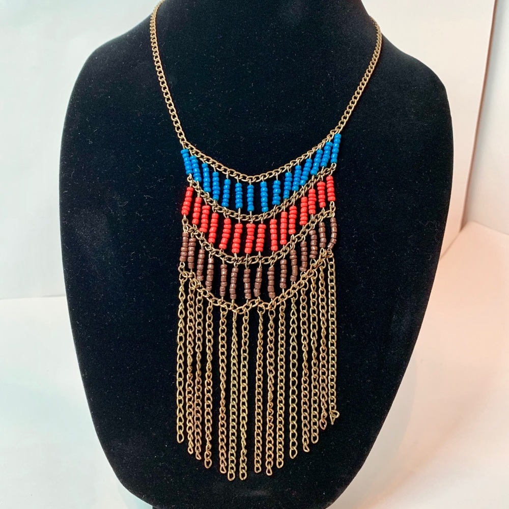 Tribal Fringed Chain Necklace